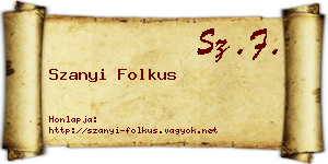 Szanyi Folkus névjegykártya